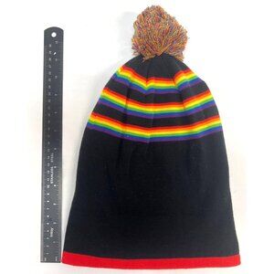 L.L. Bean Unisex Rainbow striped Pom Hat Recycled Polyester OSFA Pride Collectio